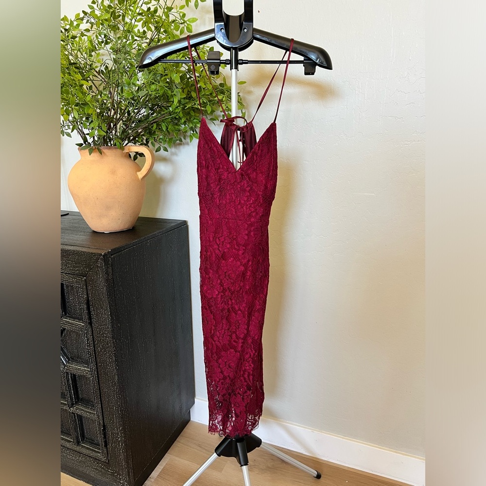 Lulus wine red lace dress